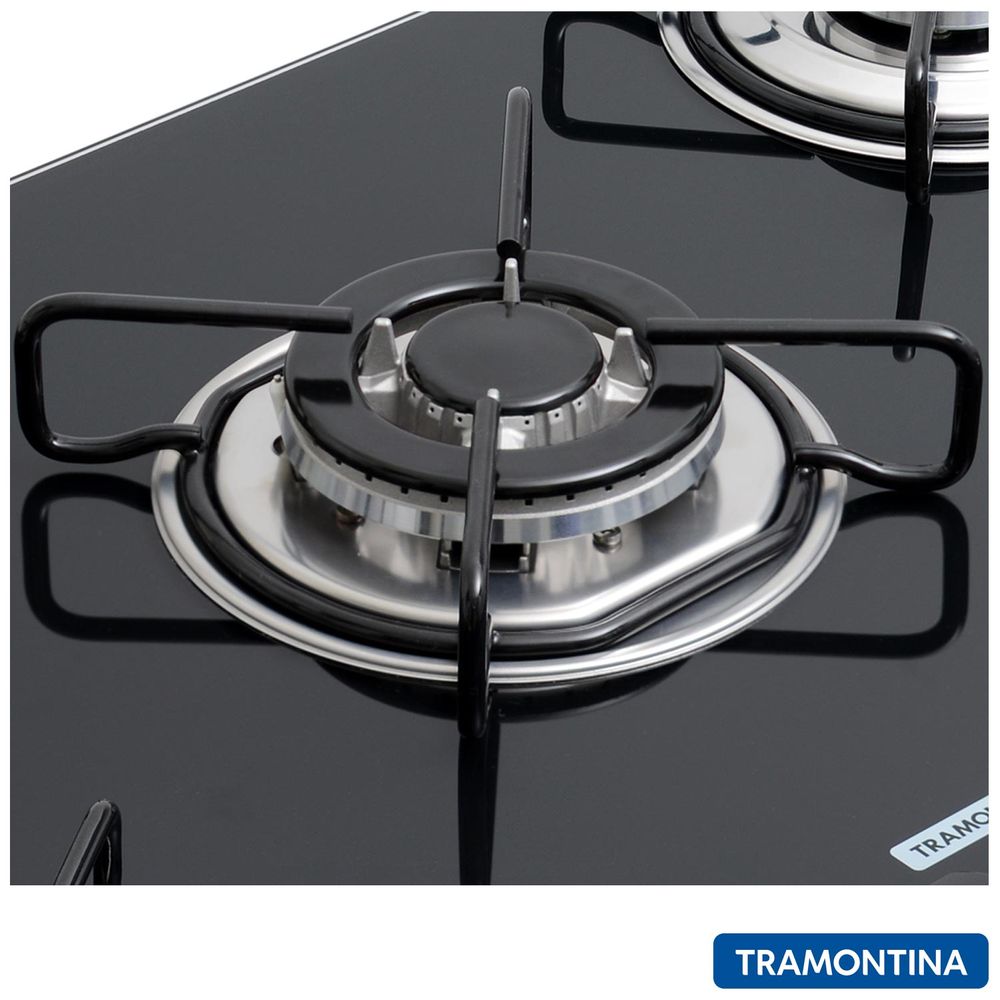 Cooktop A Gás Tramontina Em Vidro Temperado Tripla Chama 5 Bocas