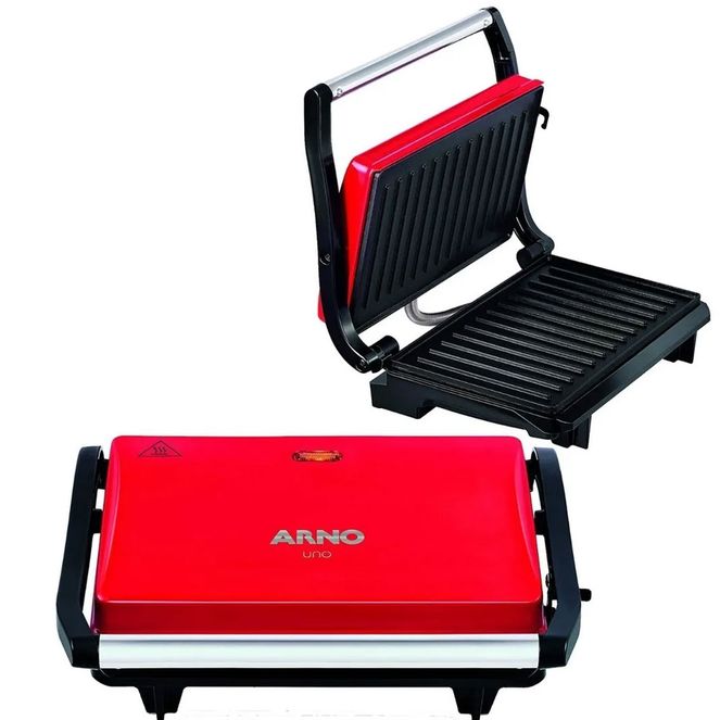 Grill-Sanduicheira-Arno-Uno-Press-Inox-760w-Vermelha Grill-Sanduicheira-Arno-Uno-Press-Inox-760w-Vermelha