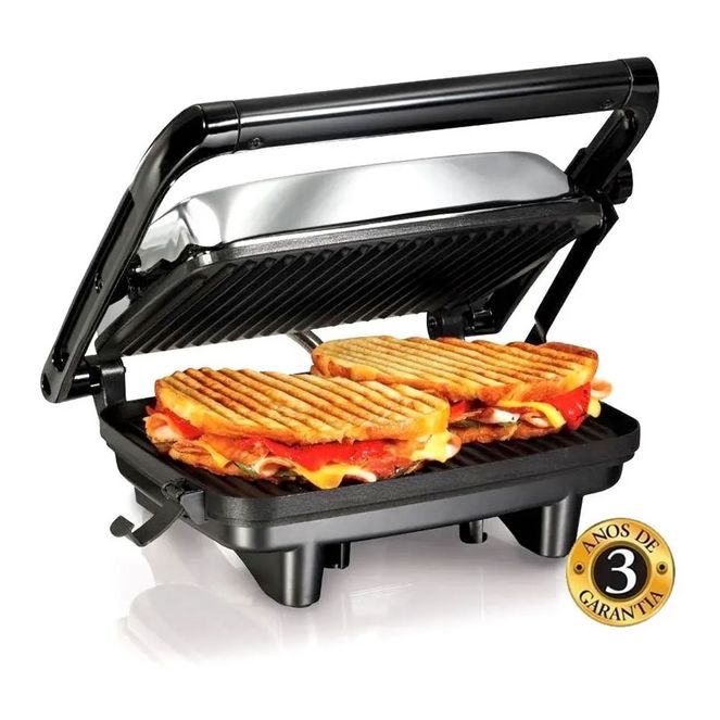 Sanduicheira-Panini-Gourmet-Pretaprata-Hamilton-Beach Sanduicheira-Panini-Gourmet-Pretaprata-Hamilton-Beach